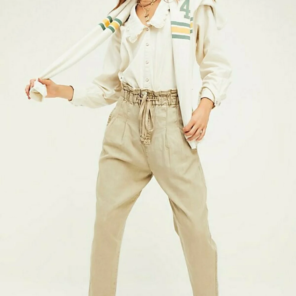 Free People Margate Pleated Trousers Straight-Legs High-Rise Women's Size Medium